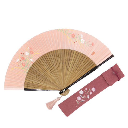 Kyo-sensu (Japanese folding fan) for Women - Dianthus - , Made in Kyoto, Japan, Kyoto sensu