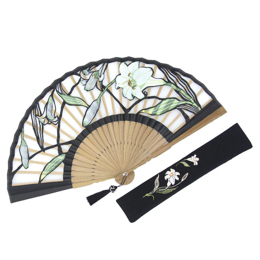 Kyo-sensu (Japanese folding fan) for Women - Kirie / Lily - , Made in Kyoto, Japan, Kyoto sensu