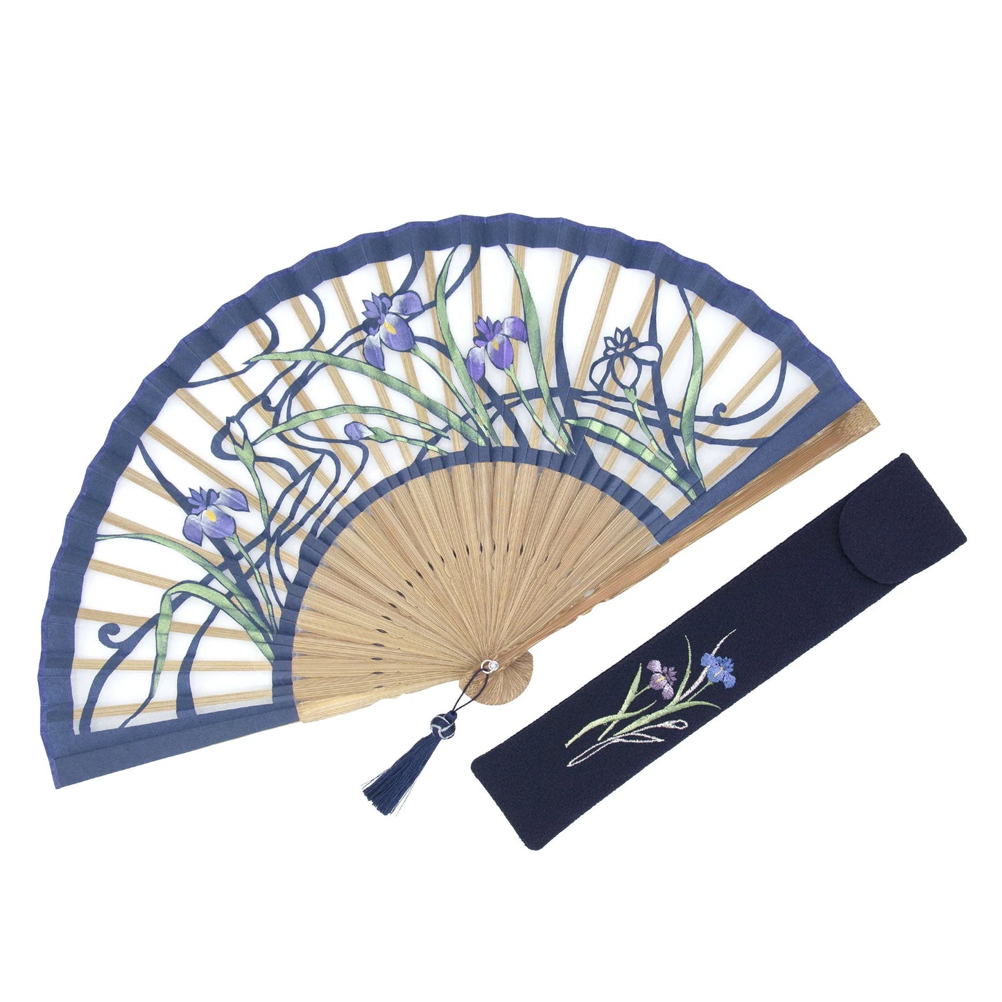 Kyo-sensu (Japanese folding fan) for Women - Kirie / Japanese Iris - , Made in Kyoto, Japan, Kyoto sensu