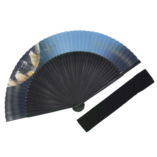 Kyo-sensu (Japanese folding fan) for Men - Moon and Crane -, Made in Kyoto, Japan, Kyoto sensu