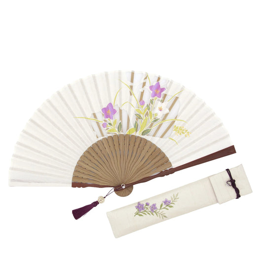 Kyo-sensu (Japanese folding fan) for Women - Kirie / Balloon Flower - , Made in Kyoto, Japan, Kyoto sensu