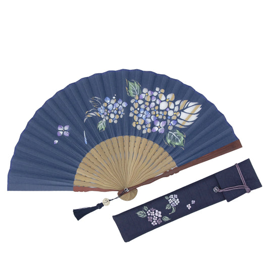 Kyo-sensu (Japanese folding fan) for Women - Kirie / Hydrangea - , Made in Kyoto, Japan, Kyoto sensu