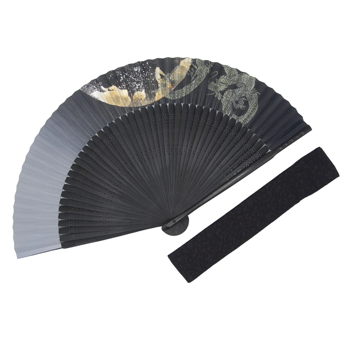 Kyo-sensu (Japanese folding fan) for Men - Moon and White Dragon -, Made in Kyoto, Japan, Kyoto sensu