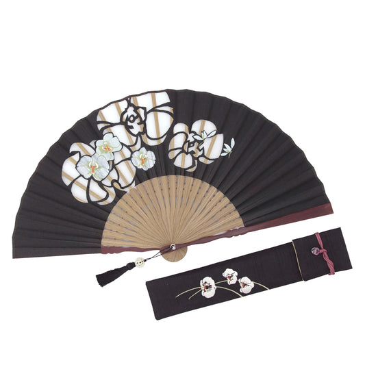 Kyo-sensu (Japanese folding fan) for Women - Kirie / Orchid - , Made in Kyoto, Japan, Kyoto sensu