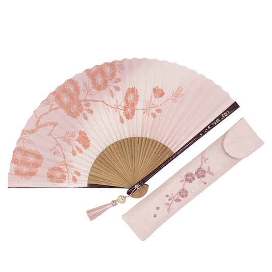 Kyo-sensu (Japanese folding fan) for Women - Yaezakura (double cherry blossom) / Pink - , Made in Kyoto, Japan, Kyoto sensu