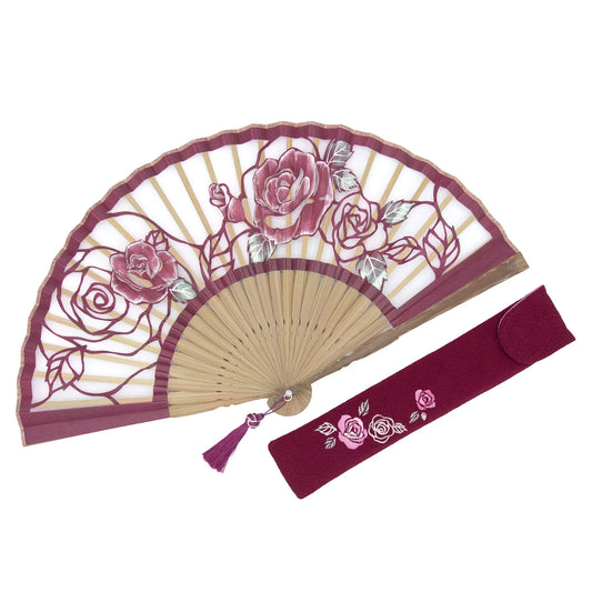 Kyo-sensu (Japanese folding fan) for Women - Kirie / Rose - , Made in Kyoto, Japan, Kyoto sensu