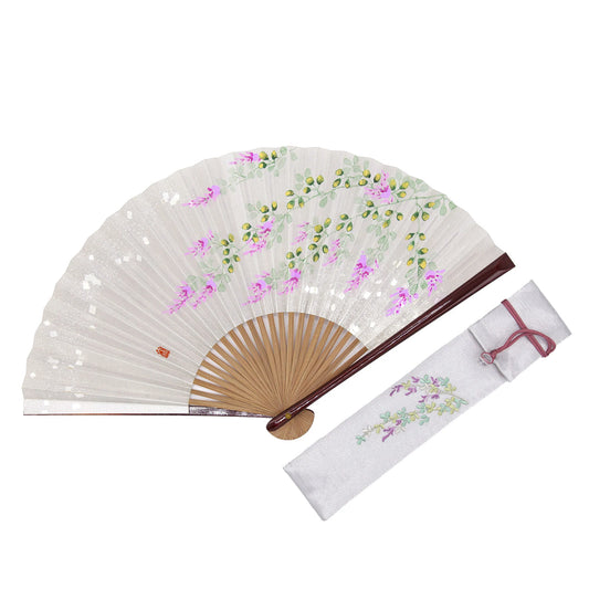 Kyo-sensu (Japanese folding fan) for Women - Japanese Clover - , Made in Kyoto, Japan, Kyoto sensu