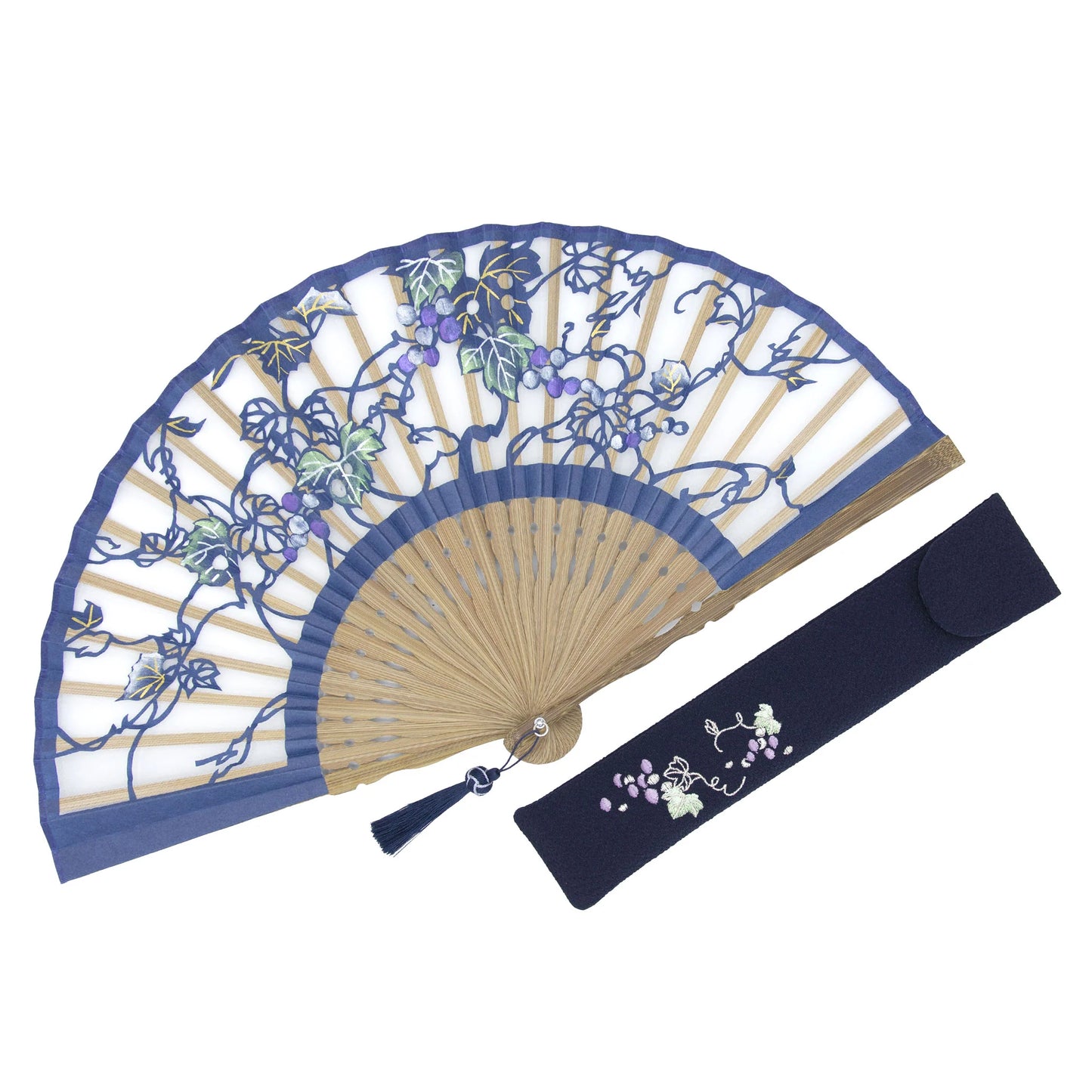 Kyo-sensu (Japanese folding fan) for Women - Kirie / Grape - , Made in Kyoto, Japan, Kyoto sensu
