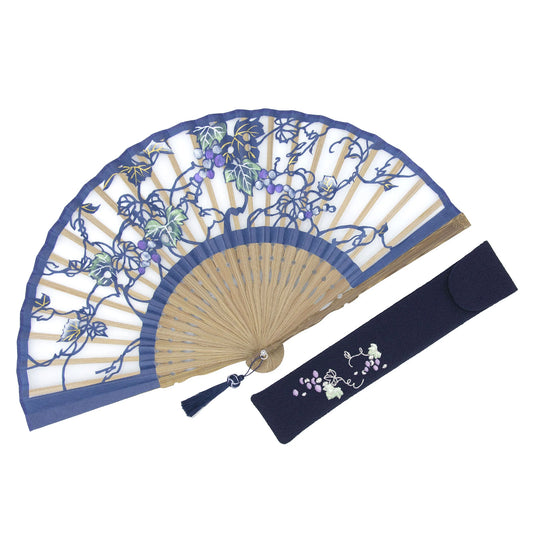 Kyo-sensu (Japanese folding fan) for Women - Kirie / Grape - , Made in Kyoto, Japan, Kyoto sensu
