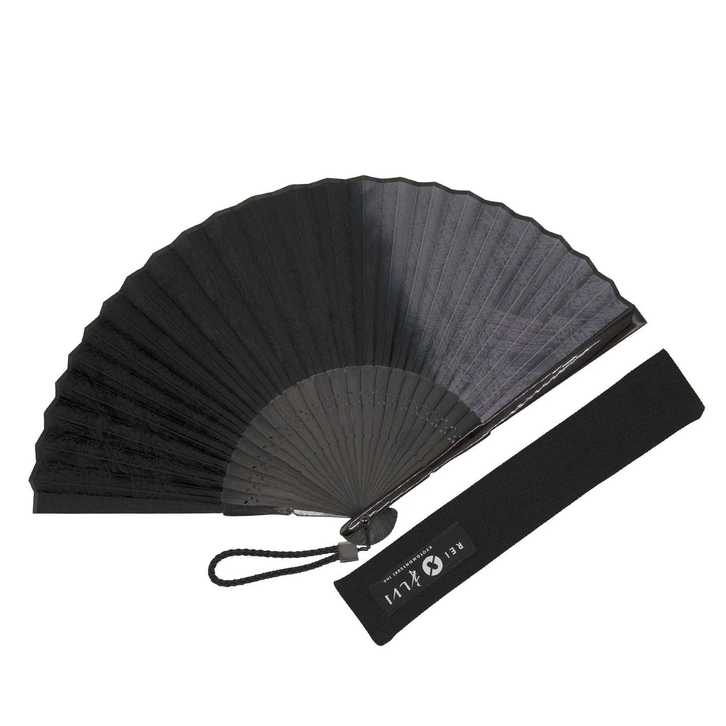 Kyo-sensu (Japanese folding fan) for Men - Kurozome (black dyeing) / Gray -, Made in Kyoto, Japan, Kyoto sensu