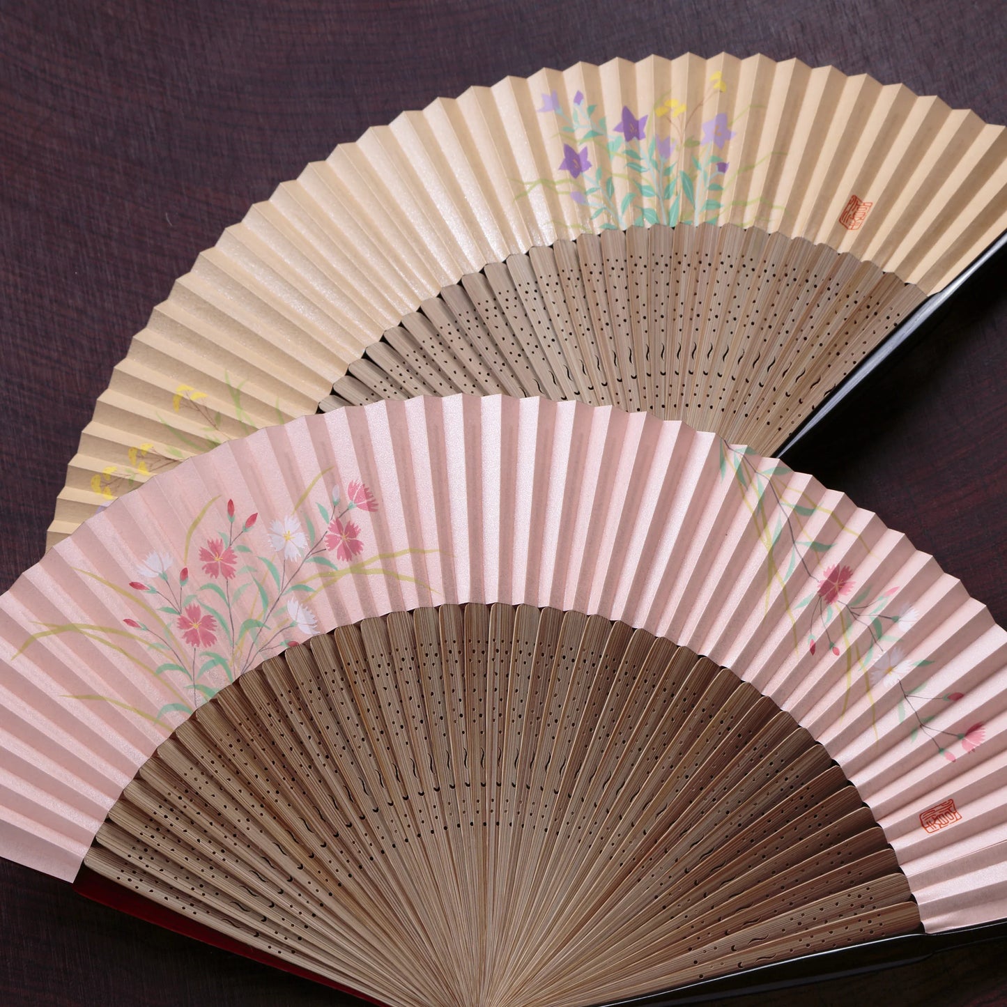 Kyo-sensu (Japanese folding fan) for Women - Balloon Flower - , Made in Kyoto, Japan, Kyoto sensu