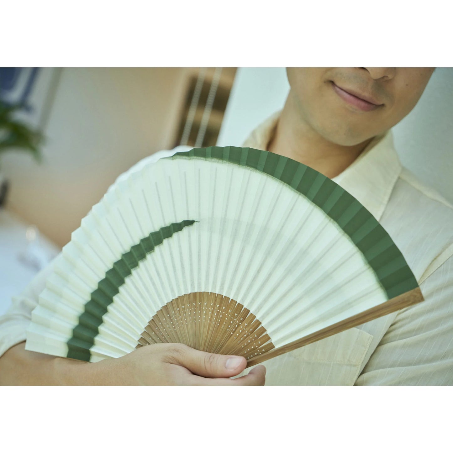Kyo-sensu (Japanese folding fan) for Men - Cloud Pattern / Blue -, Made in Kyoto, Japan, Kyoto sensu