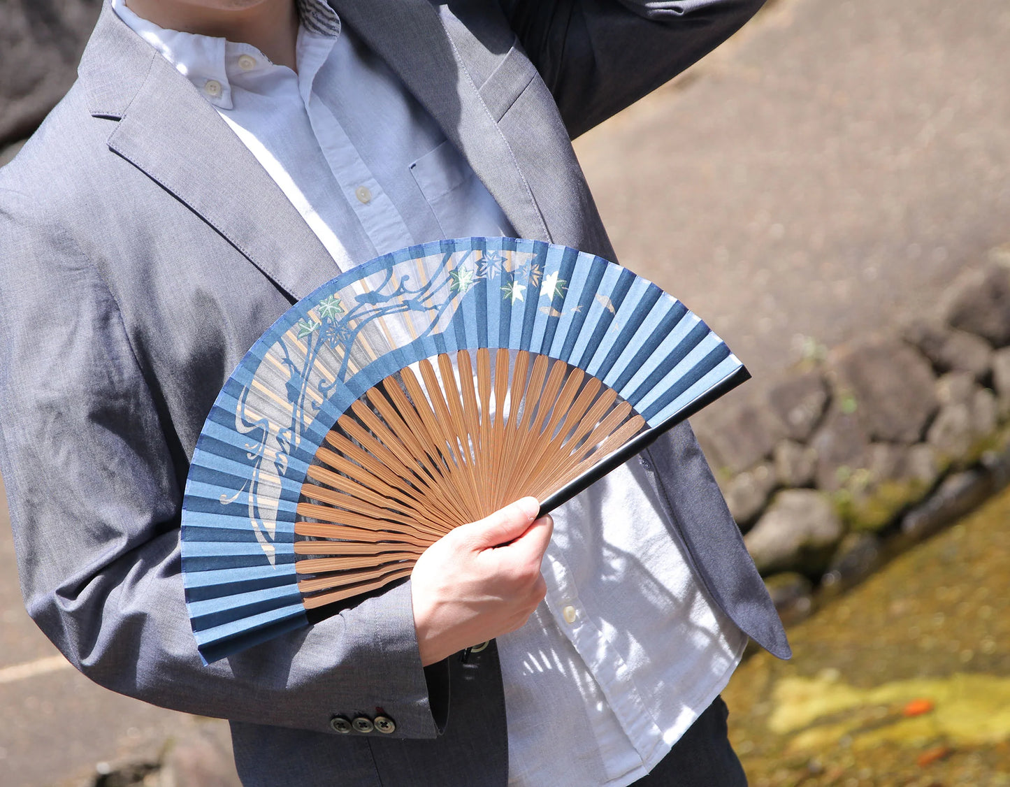 Kyo-sensu (Japanese folding fan) for Men - Kirie / Dragonfly - , Made in Kyoto, Japan , Kyoto sensu