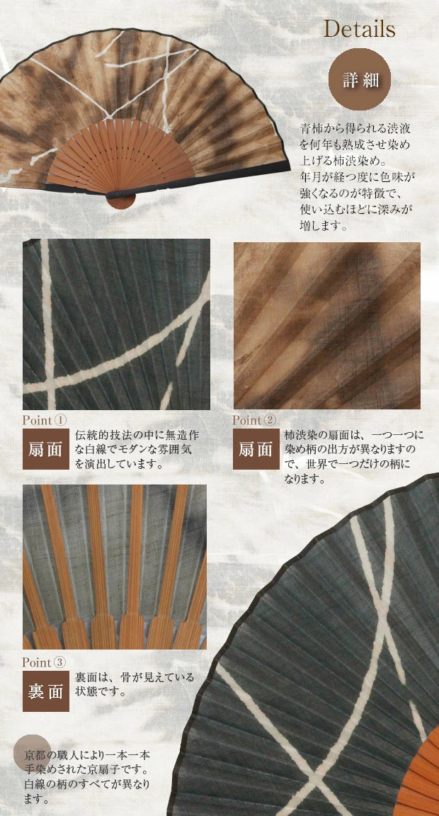 Kyo-sensu (Japanese folding fan) for Men - Kakishibu / Navy Blue -, Made in Kyoto, Japan, Kyoto sensu