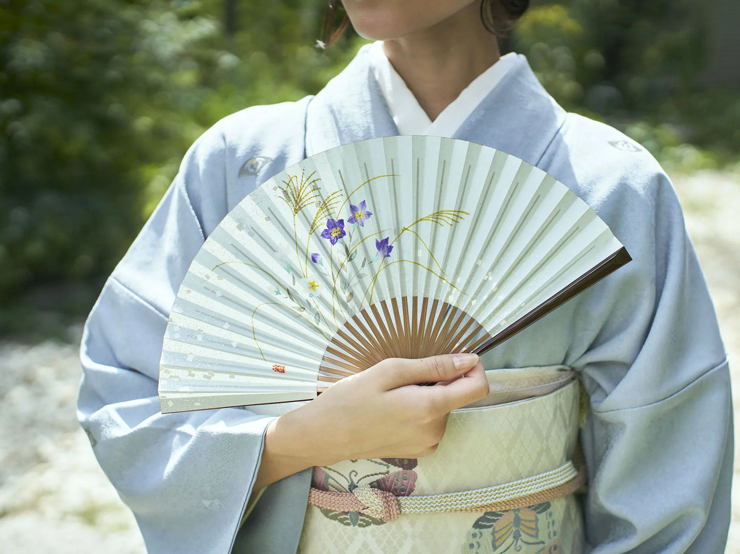 Kyo-sensu (Japanese folding fan) for Women - Balloon Flower - , Made in Kyoto, Japan, Kyoto sensu