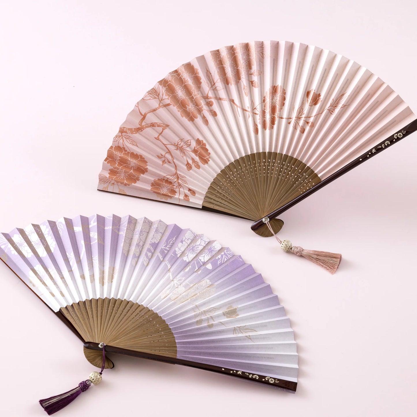 Kyo-sensu (Japanese folding fan) for Women - Yaezakura (double cherry blossom) / Pink - , Made in Kyoto, Japan, Kyoto sensu