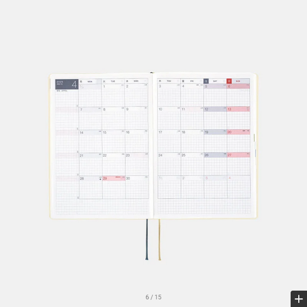 Hobonichi Techo 2025 Slash (Ivory) HON / A5 Size / Daily / Jan start / Mon start - English Edition