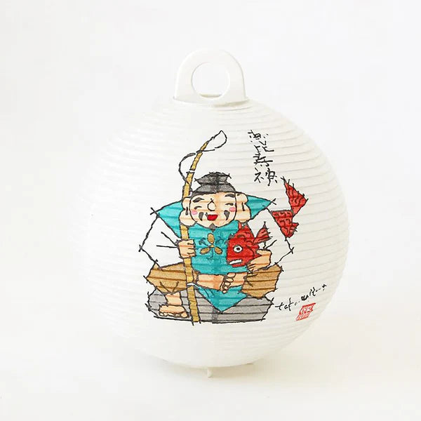 Small Gifu Lantern - Ebisu-sama (Japanese god of good fortune) - , Japanese Chochin, traditional japanese paper lantern
