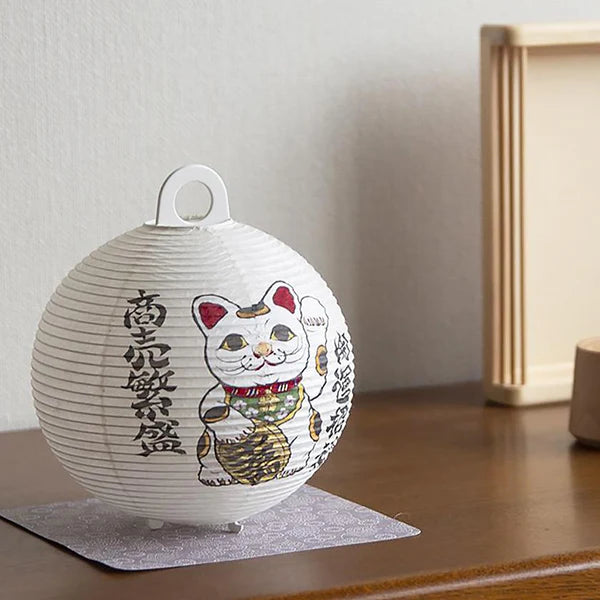 Small Gifu Lantern - Japanese Maneki-Neko (Beckoning Cat) - , Japanese Chochin, traditional japanese paper lantern