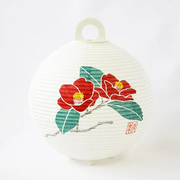 Small Gifu Lantern - Camellia - , Japanese Chochin, traditional japanese paper lantern