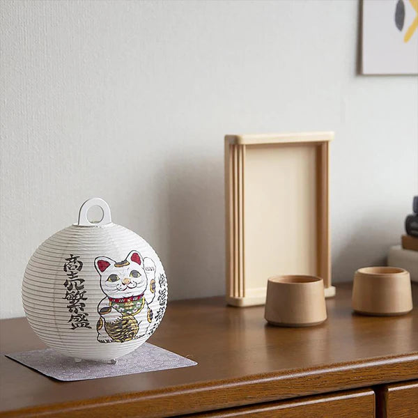 Small Gifu Lantern - Japanese Maneki-Neko (Beckoning Cat) - , Japanese Chochin, traditional japanese paper lantern