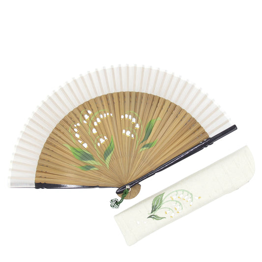 Small Sensu (Japanese folding fan) for Women - Lily of the Valley -
