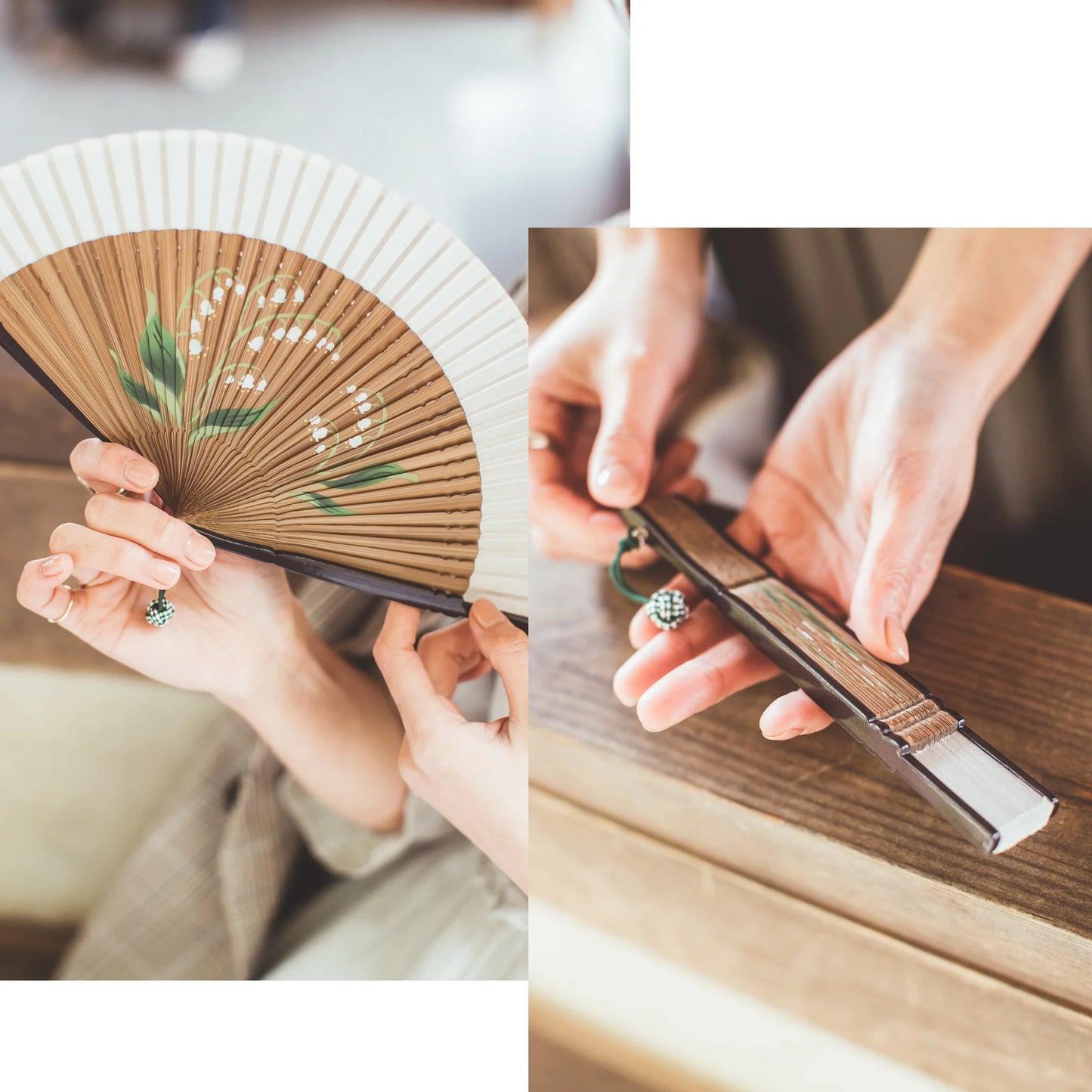 Small Sensu (Japanese folding fan) for Women - Lily of the Valley -