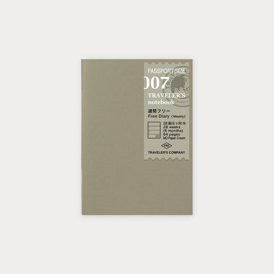 TRAVELER'S notebook Refill - Passport Size / 007 Free Diary <Weekly> -