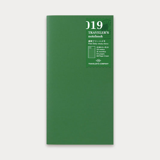 TRAVELER'S notebook Refill - Regular Size / 019 Free Diary <Weekly + Memo> -