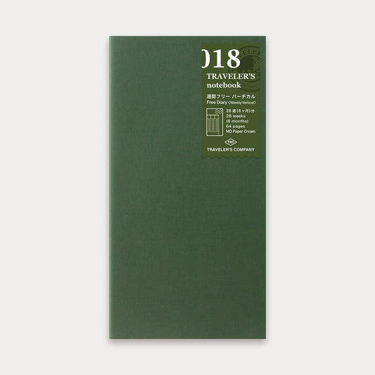 TRAVELER'S notebook Refill - Regular Size / 018 Free Diary <Weekly Vertical> -