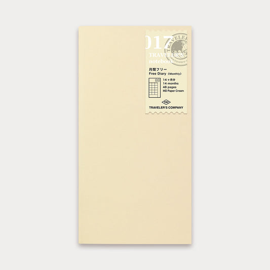 TRAVELER'S notebook Refill - Regular Size / 017 Free Diary <Monthly> -
