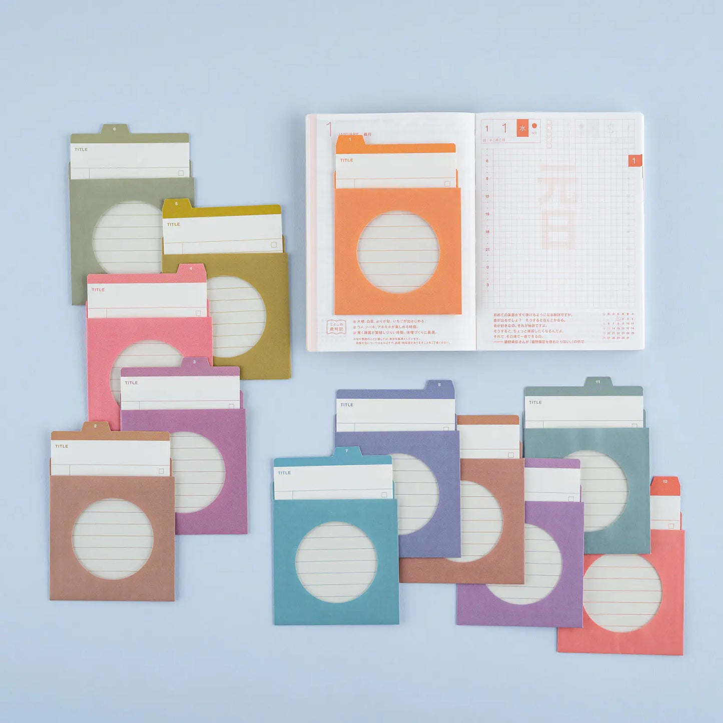 TSUKI no IRO: 12 Month Index Pockets, 2027 Hobonichi Accessories