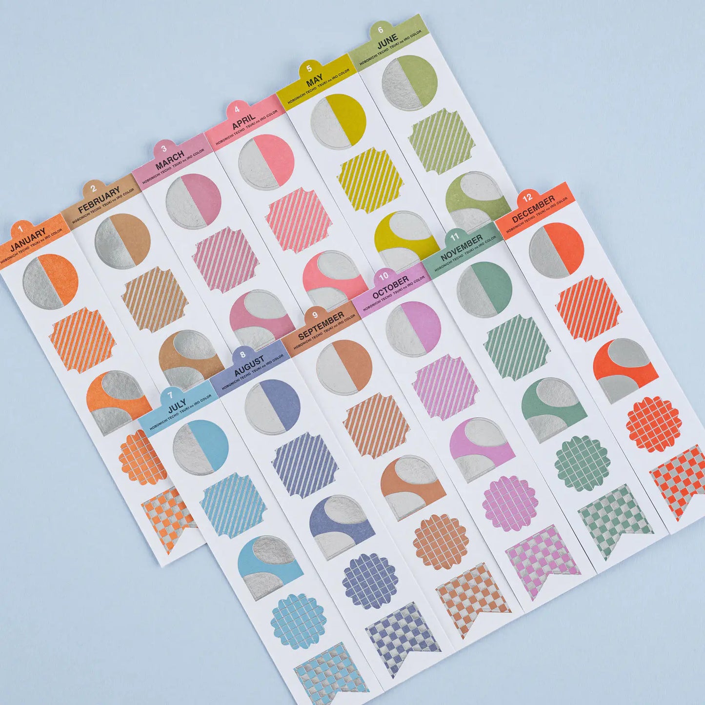 TSUKI no IRO: Bookmark-Style Foil-Pressed Stickers, 2027 Hobonichi Accessories