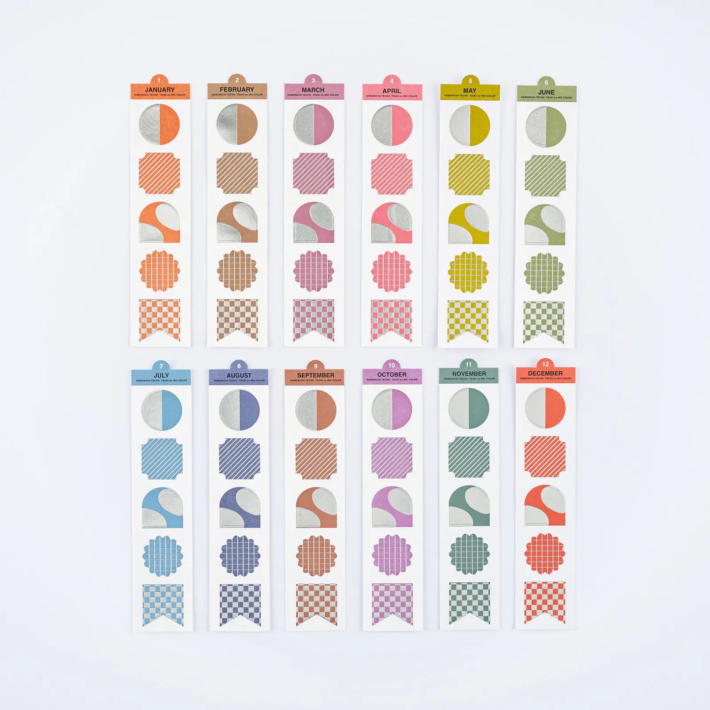 TSUKI no IRO: Bookmark-Style Foil-Pressed Stickers, 2027 Hobonichi Accessories