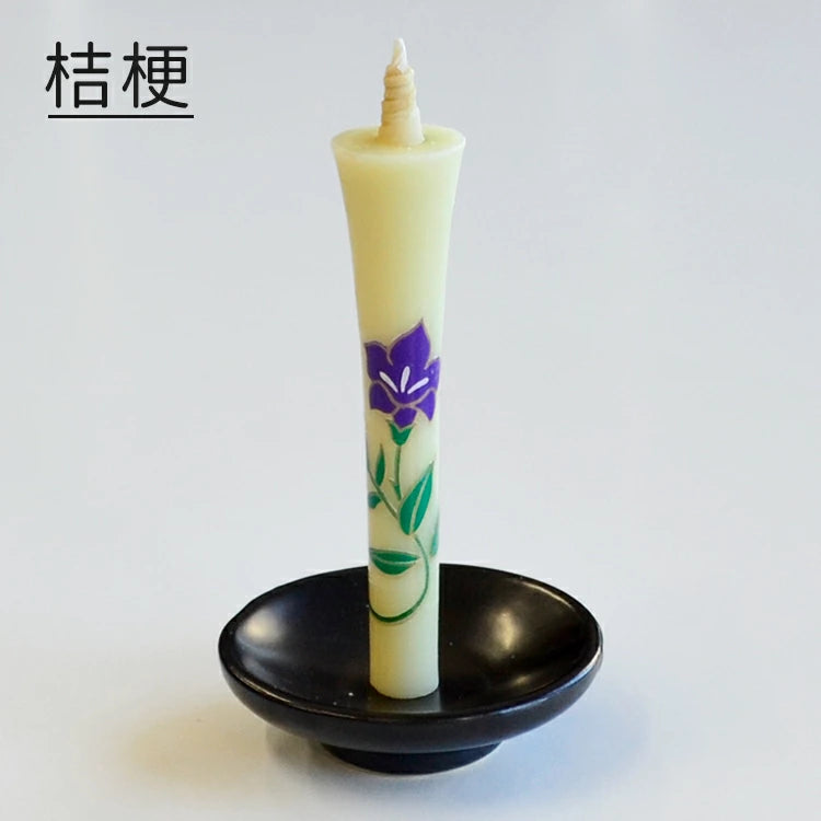 Takazawa Candle Japanese Candles with Ceramic Candle Holder Gift set - Four Seasons Flower -, Japanese Wa-Rousoku (Japanese candle)