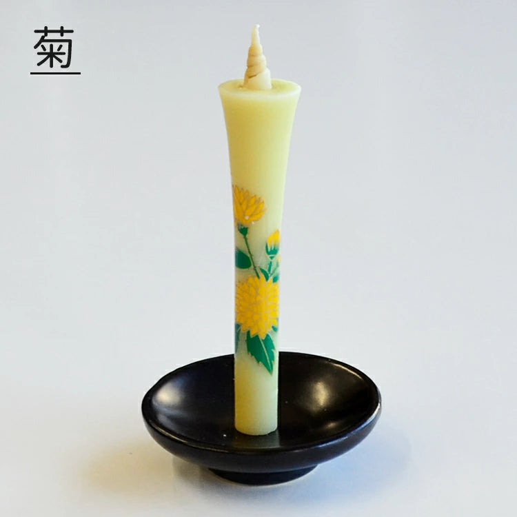 Takazawa Candle Japanese Candles with Ceramic Candle Holder Gift set - Four Seasons Flower -, Japanese Wa-Rousoku (Japanese candle)