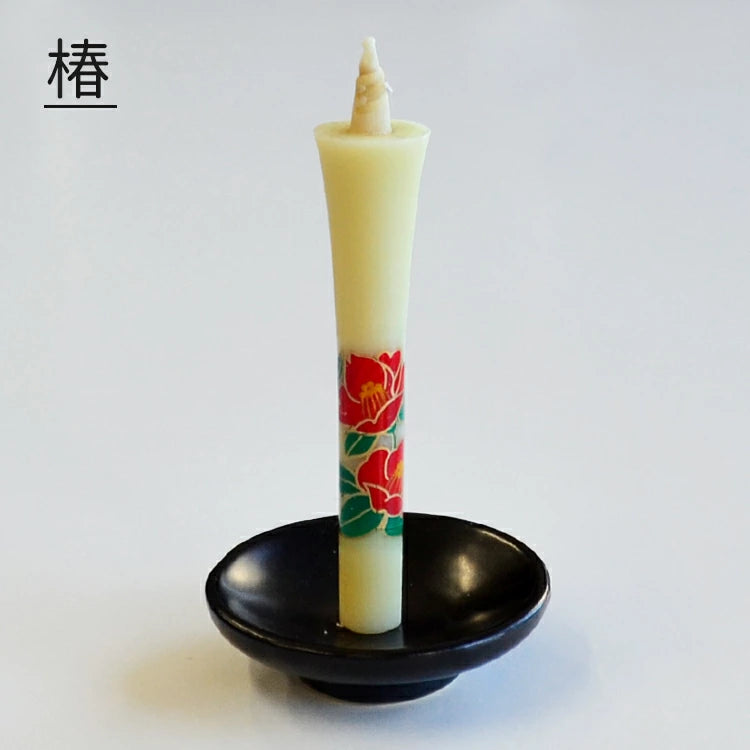 Takazawa Candle Japanese Candles with Ceramic Candle Holder Gift set - Four Seasons Flower -, Japanese Wa-Rousoku (Japanese candle)