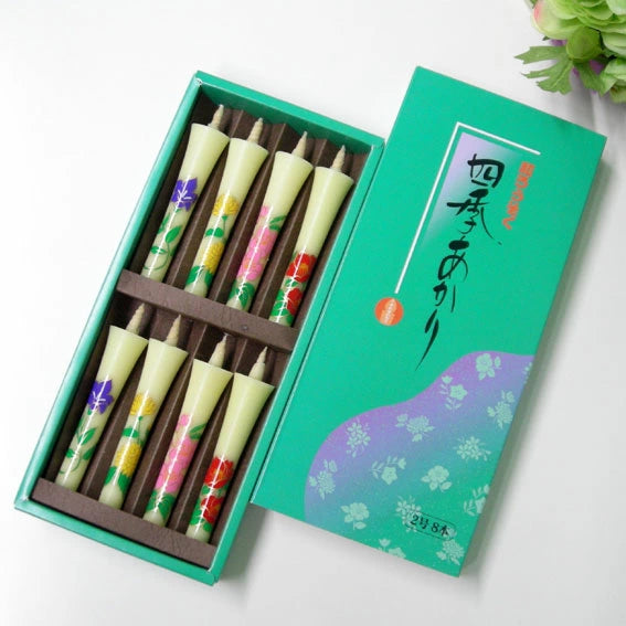 Takazawa Candle Picture Candles 8 pcs Set - Four Seasons Flower -, Japanese Wa-Rousoku (Japanese candle)