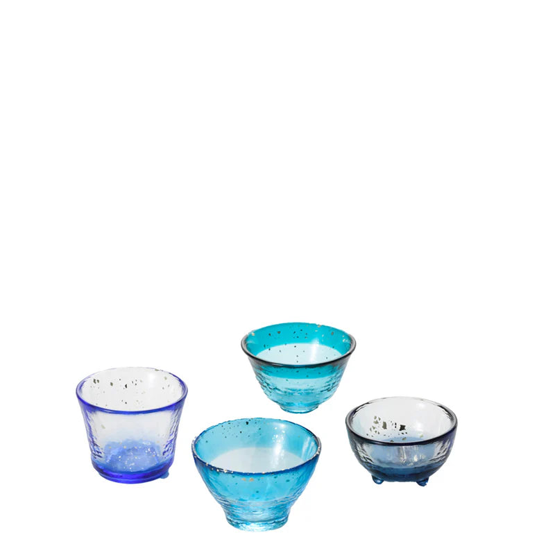 Tsugaru Vidro Mini Glass 4 pcs Set - Japanese Sea - , Japanese Sake Cup , Made in Japan