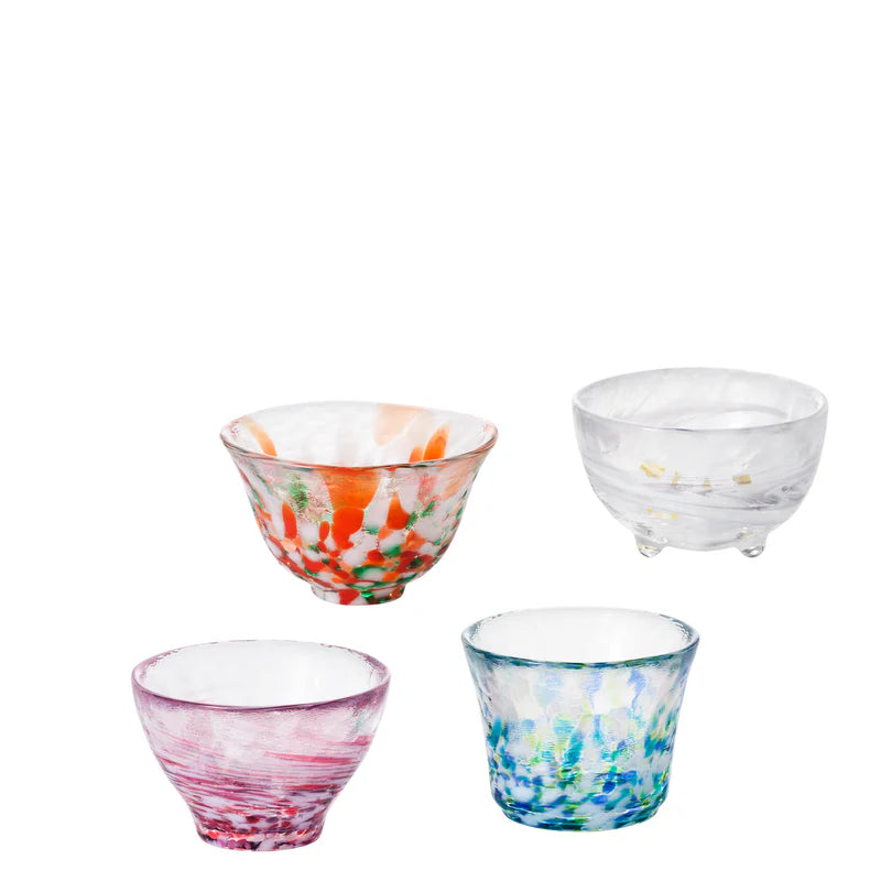 Tsugaru Vidro Mini Glass 4 pcs Set - Four Seasons - , Japanese Sake Cup , Made in Japan