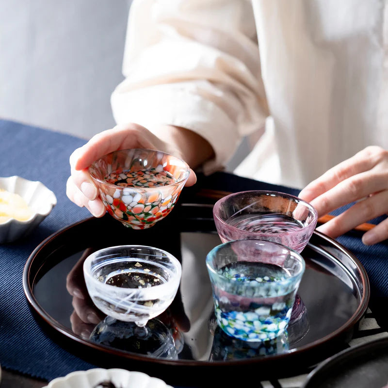 Tsugaru Vidro Mini Glass 4 pcs Set - Four Seasons - , Japanese Sake Cup , Made in Japan