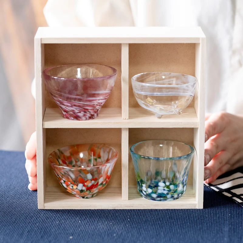 Tsugaru Vidro Mini Glass 4 pcs Set - Four Seasons - , Japanese Sake Cup , Made in Japan