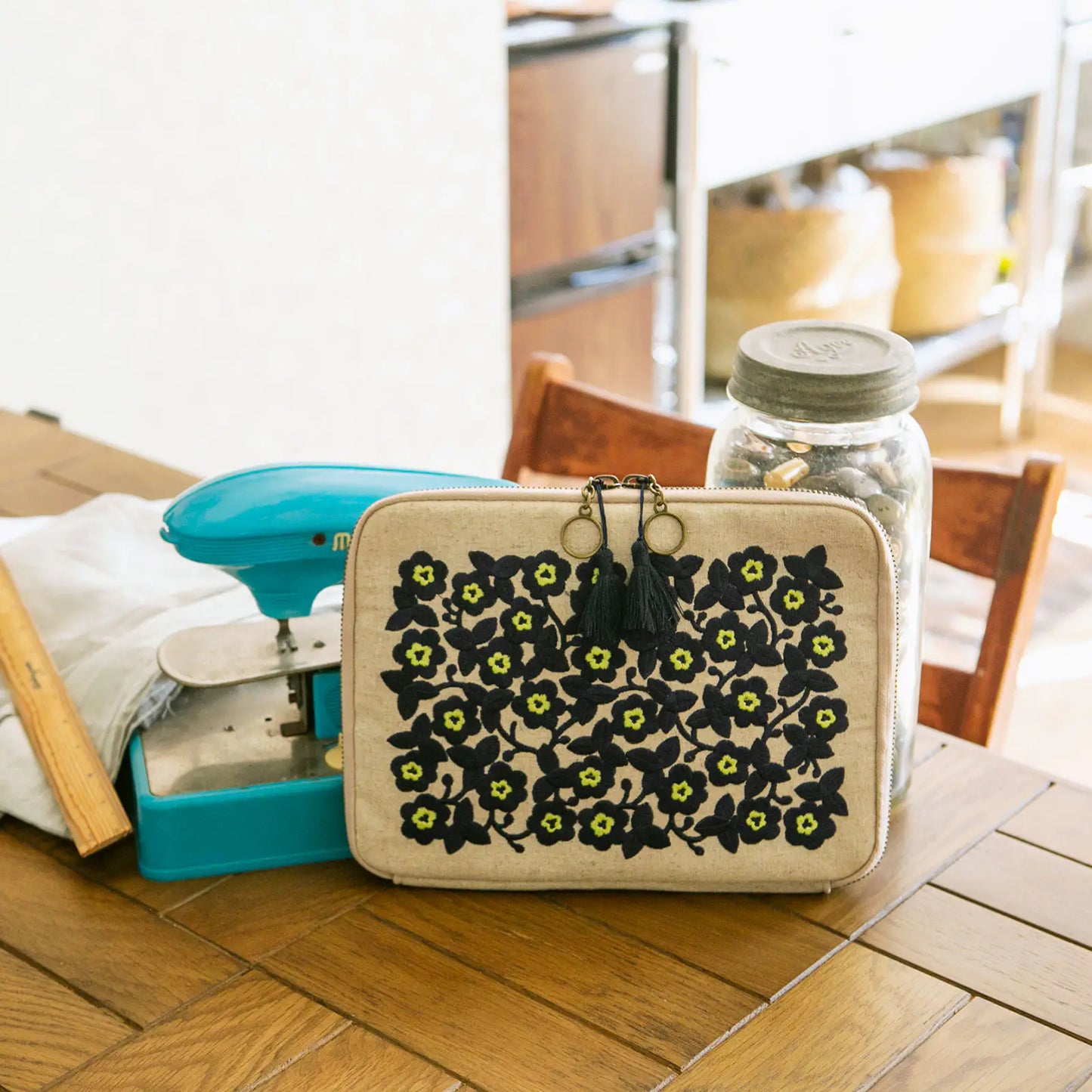 Ukrainian Flowers Large Drawer Pouch,  Hobonichi Large Drawer Pouch