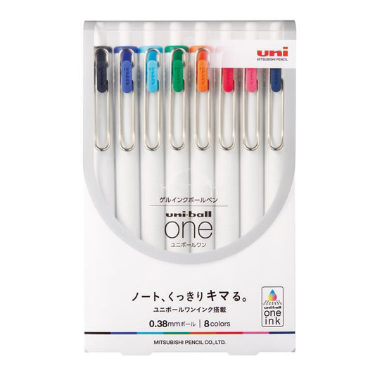 Uni Ball One Gel Ink 0.38mm Ballpoint Pen 8 Colors Set