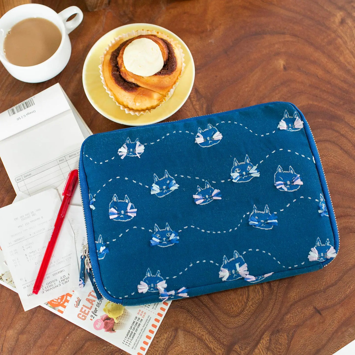 Whisker Cat Large Drawer Pouch,  Hobonichi Large Drawer Pouch