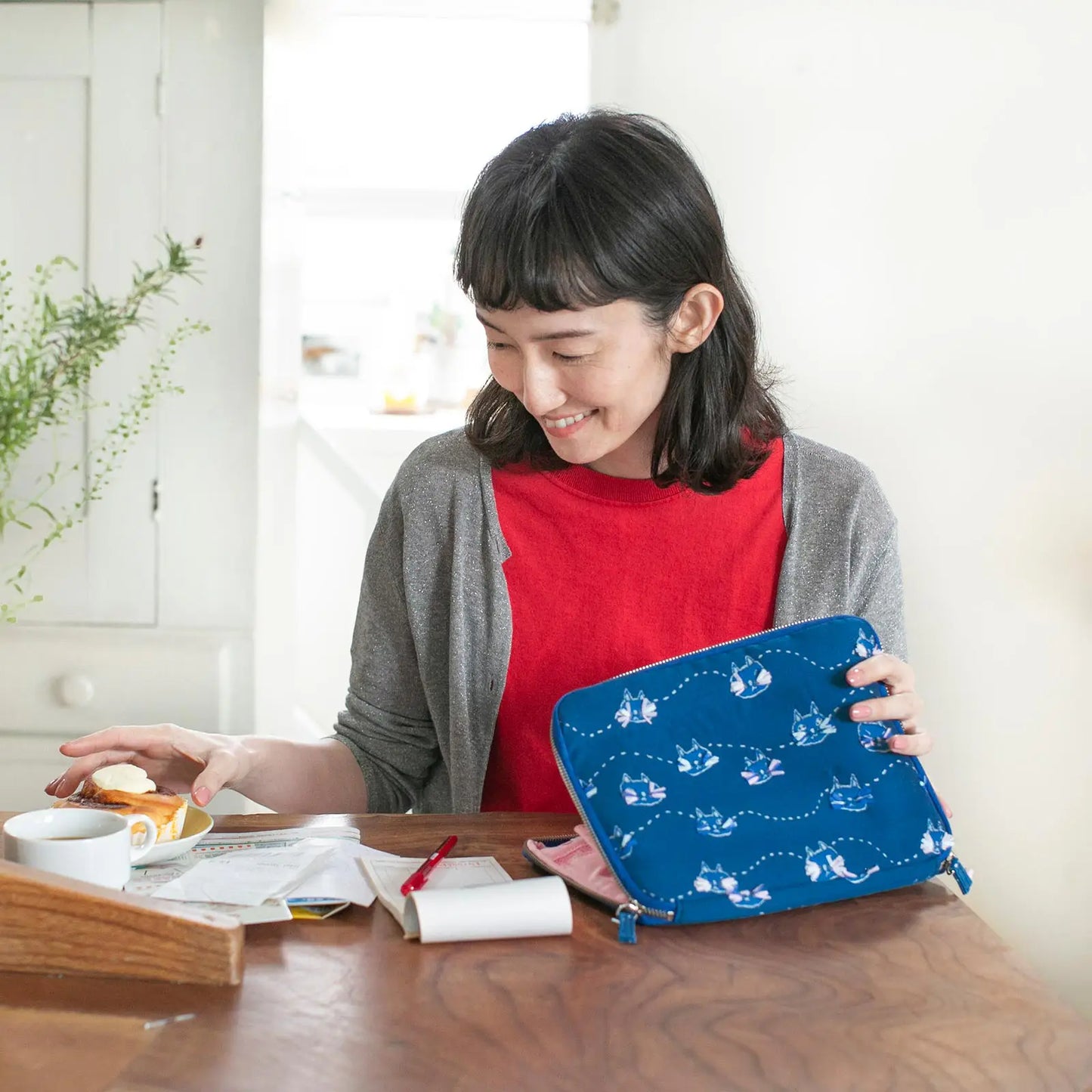 Whisker Cat Large Drawer Pouch,  Hobonichi Large Drawer Pouch