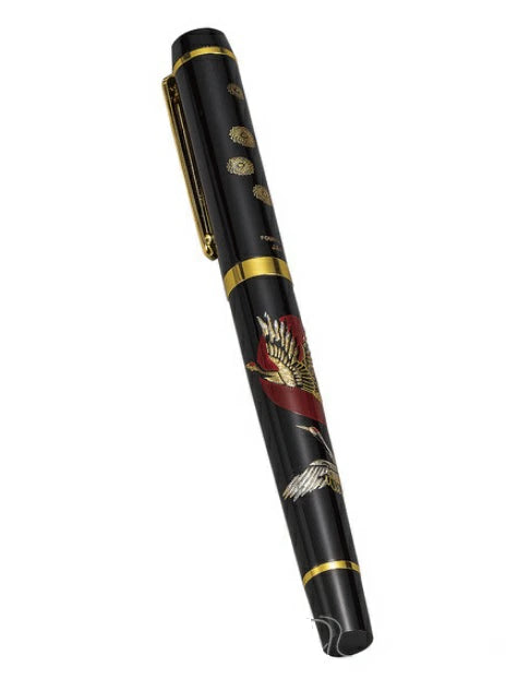 Yamanaka Lacquer Ware High Grade MAKI-E Urushi Lacquer Fountain Pen - Cranes at Sunrise -