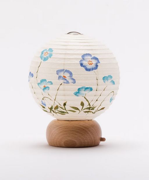 Mini Yame Lantern - Blue Poppy - , Japanese Chochin, traditional japanese paper lantern