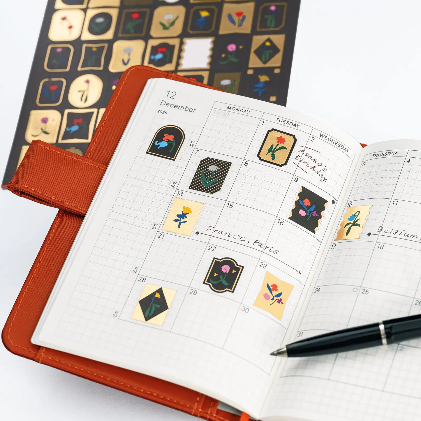 Yoshie Watanabe: Foil-Stamped Stickers (Petit Bloom), 2027 Hobonichi Accessories