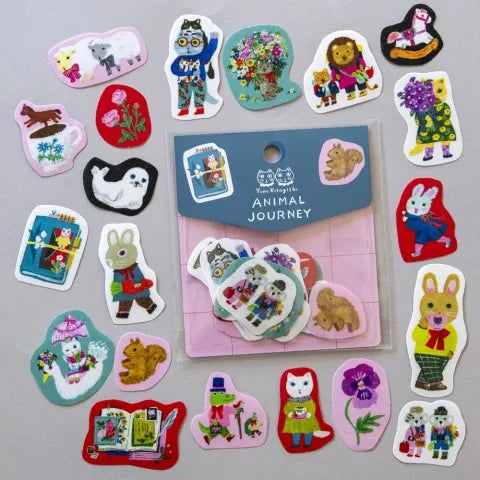Yumi Kitagishi: Flake Stickers 20 pcs Set - ANIMAL JOURNEY -